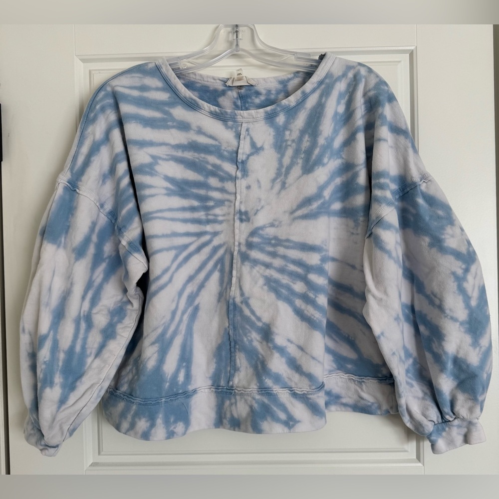 Altar’d State Women’s Tie Dye‎ Cotton Shirt Size S Puffy Sleeve Crop Back Detail